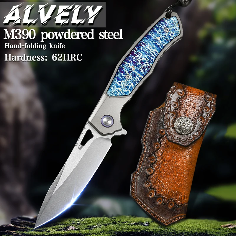 

M390 Steel Folding Pocket Knife TC4 Titanium Handle EDC Tool for Camping Hunting Survival Outdoor Gear