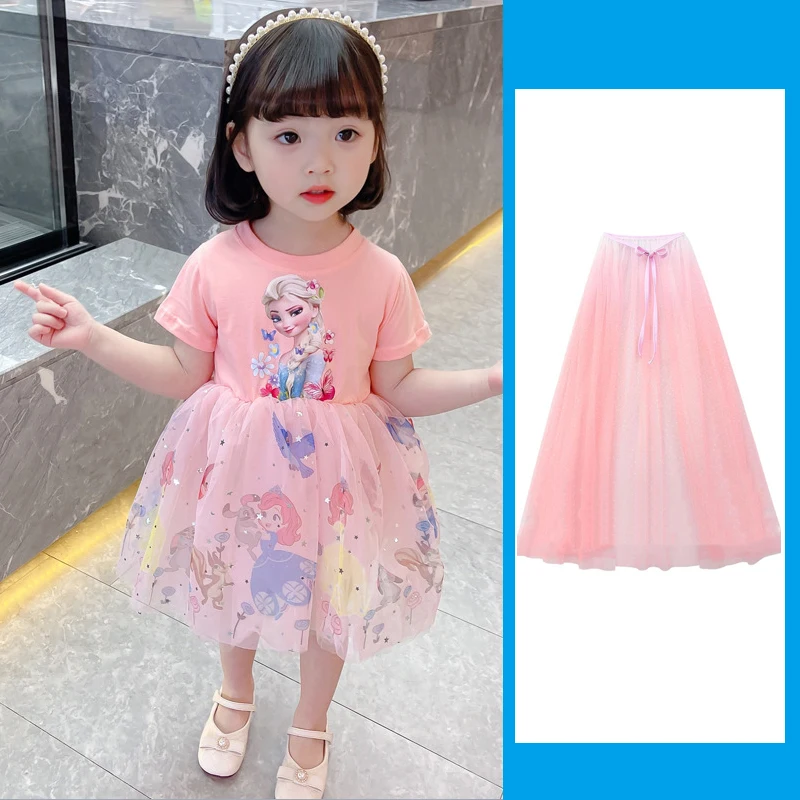 

Disney Frozen Clothing Summer Girls Dress Children Elsa Anna Princess for Girl Short Sleeve Ball Gown Carnival Party Dresses