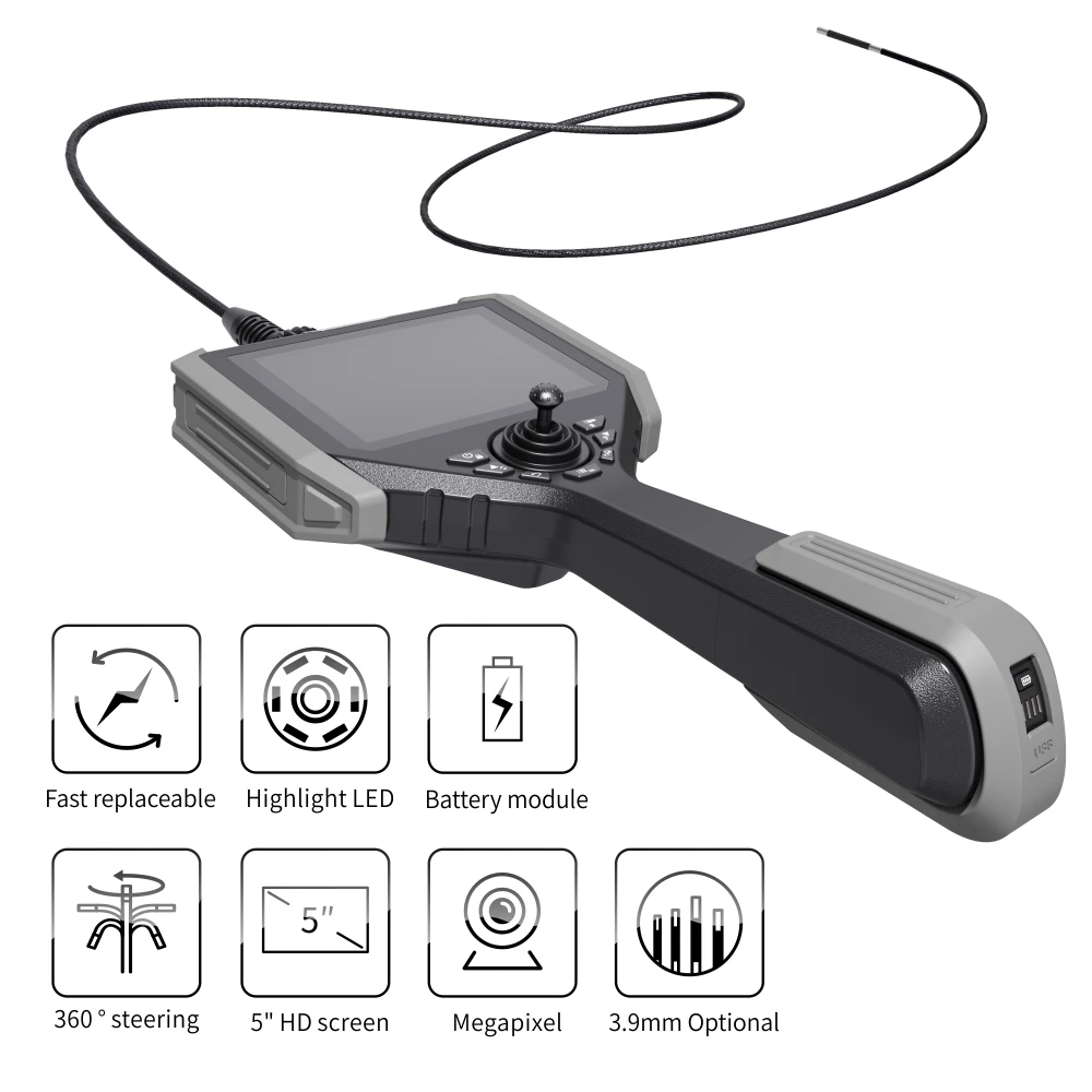 3.9mm Lens Industrial Endoscope 2 Meter Cable HD IP67 Waterproof Borescope Camera for Automobile Engine Cylinder Inspectionm