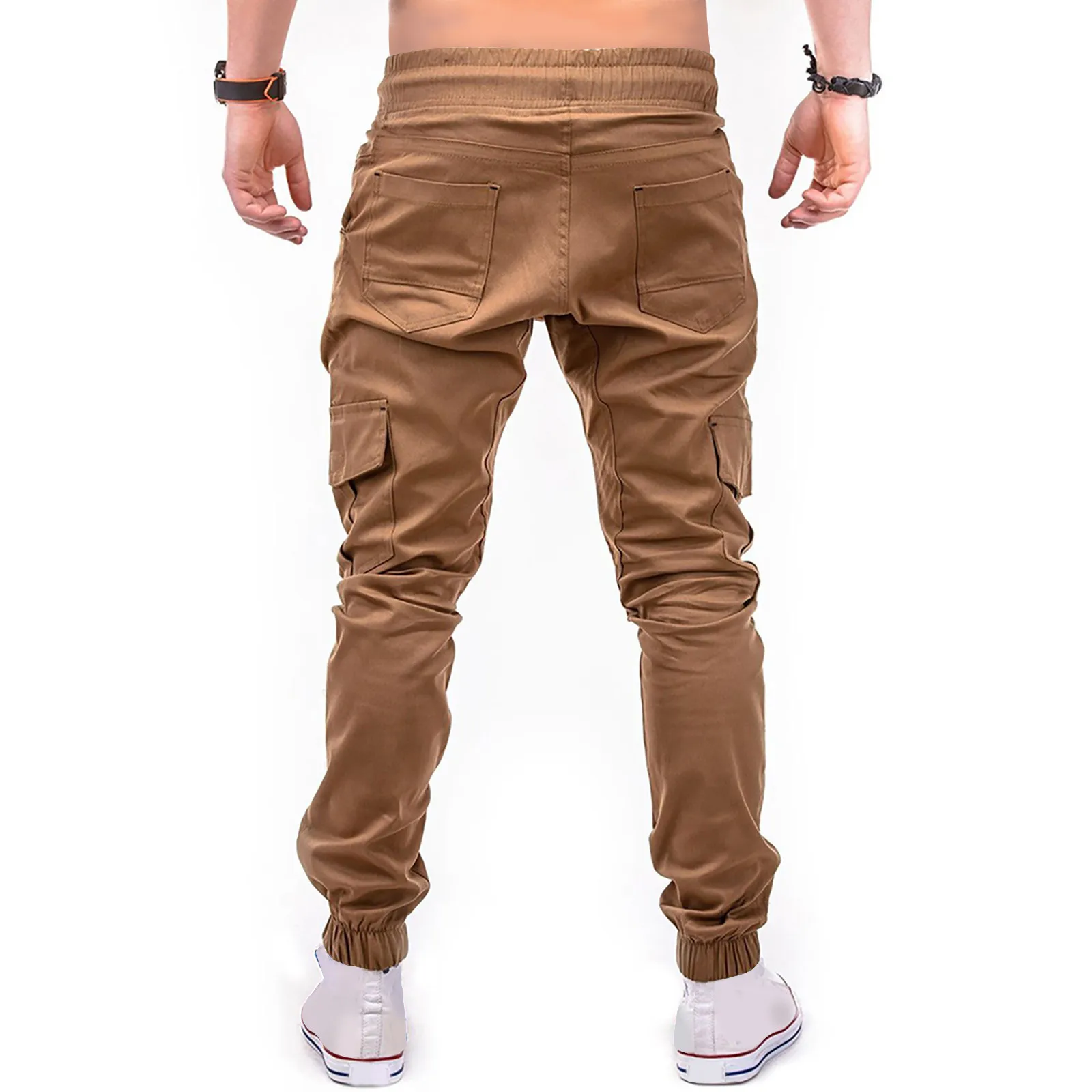 Calça masculina de caminhada com cordão, calça Y2k cargo masculina, moletom slim fit, alta qualidade, ao ar livre, hip-hop, calça masculina