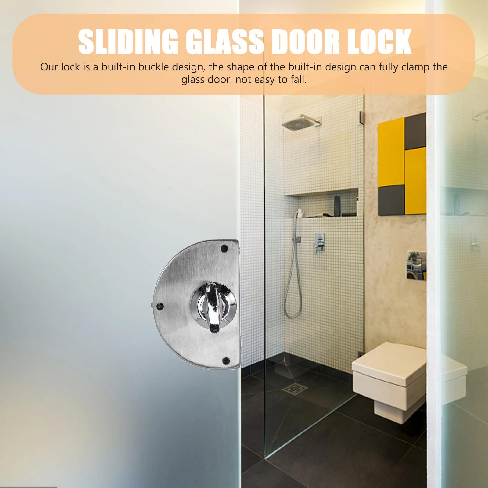 

1 Set Sliding Glass Door Lock Stainless Steel Replacement Handle For Patio Doors Anti-Theft Hardware 180 Degree Knob Lock Roller