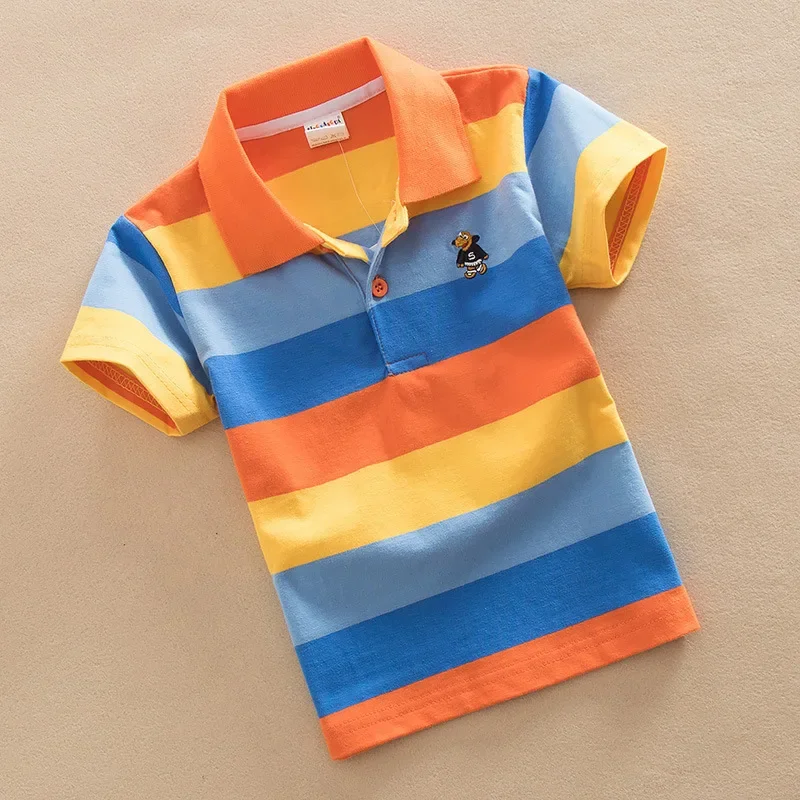 Teenster Summer Boys Short Sleeve Shirt Baby Children Costume Camisa Aports Polo Outfits Kids Solid Polo Shirt Toddler Boy Tops