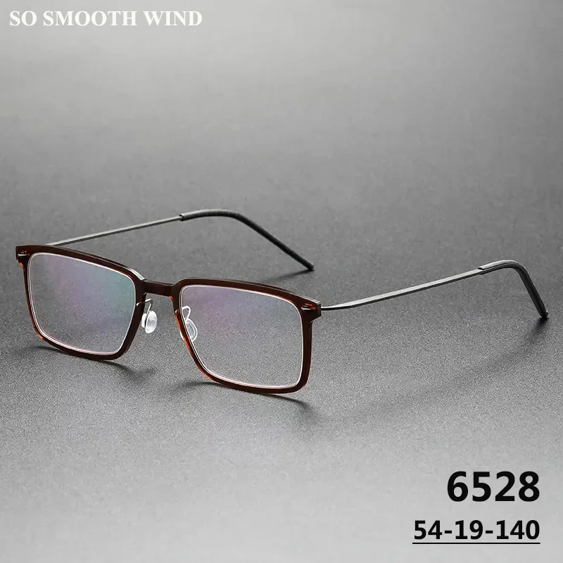 

Denmark Brand Square Titanium Acetate Glasses Frame 6528 Ultralight Men Screwless Businiess Eyewear Women Spectacles Eyeglasses