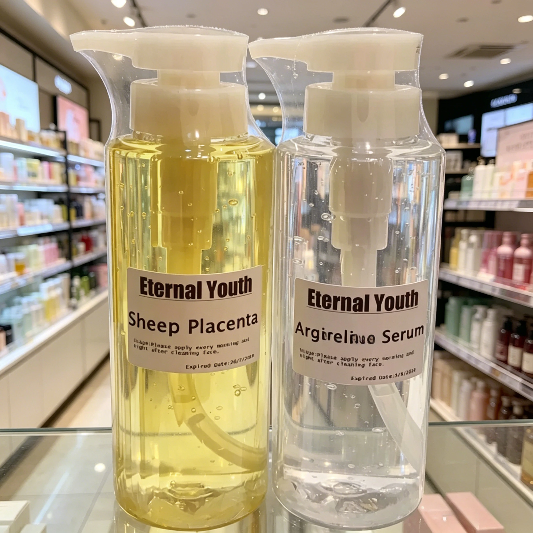 Sheep Placenta Extract & Acetyl Hexapeptide-8 Serum Set 2x500ml Anti-Aging Anti-Wrinkle Moisturizing Face Essence Kit