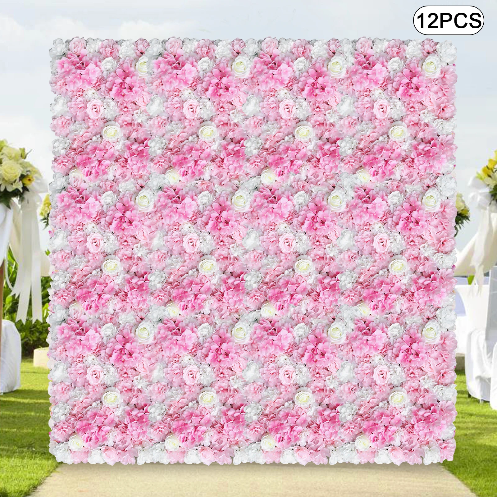 

Pack of 12 Artificial Flower Wall Panel 60 x 40 cm Flower Wall Artificial Floral Backdrop for Wedding Party Background Decor