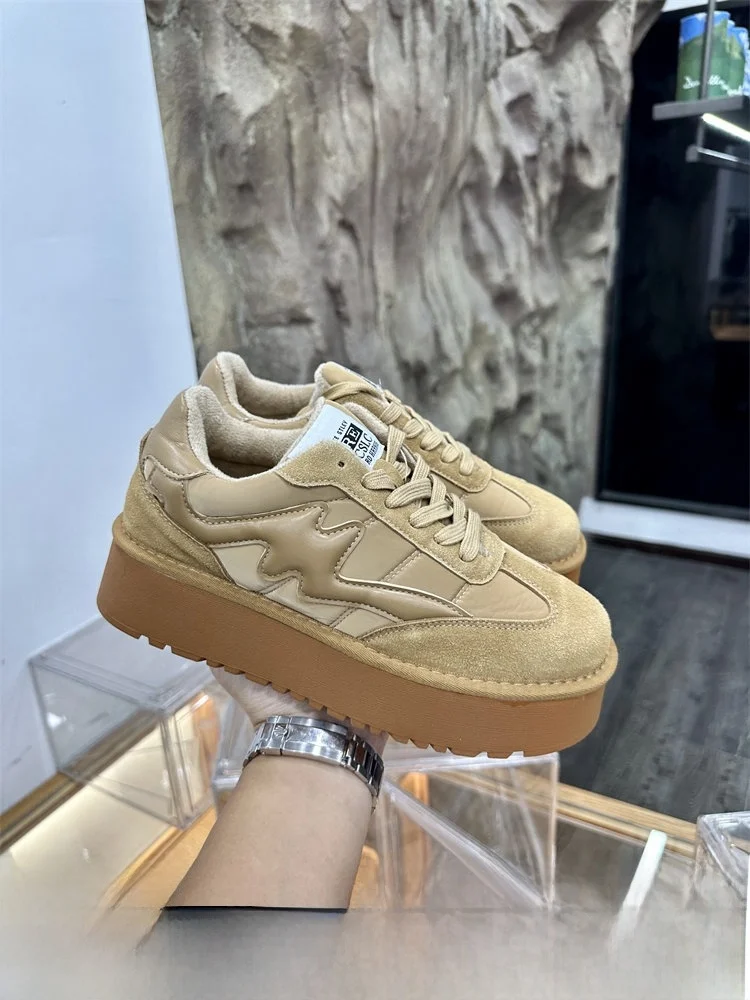 

Retro Thick Bottom De Xin Shoes Faux Suede Laced Warm Casual Shoes Small Size Suede Platform Shoes Fashionable Leisure Footwear