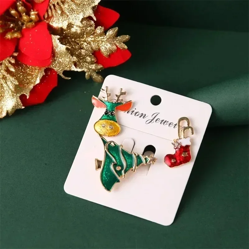 Christmas Pin Badge Collection Includes Santa Claus Reindeer Tree Snowflake Holiday Brooches for Festive Decoration Home Gifts
