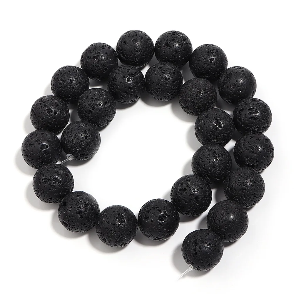 Black Lava Beads Natural Volcanic Rock Stone Beads For Jewelry Making Handmade DIY Necklace Bracelat 8mm 4/6/10/12mm Loose Bead