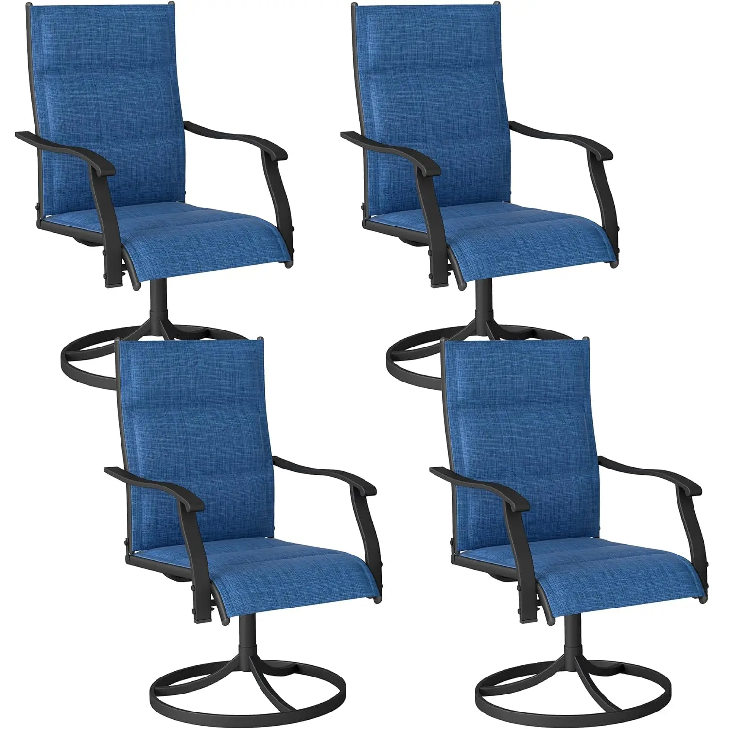 Outdoor Patio Drehbare Esszimmerstühle 4er-Set, 360° Drehbar und Wetterfester Schaukelstuhl mit Gepolstertem Textilene-Netz, Anpassbar