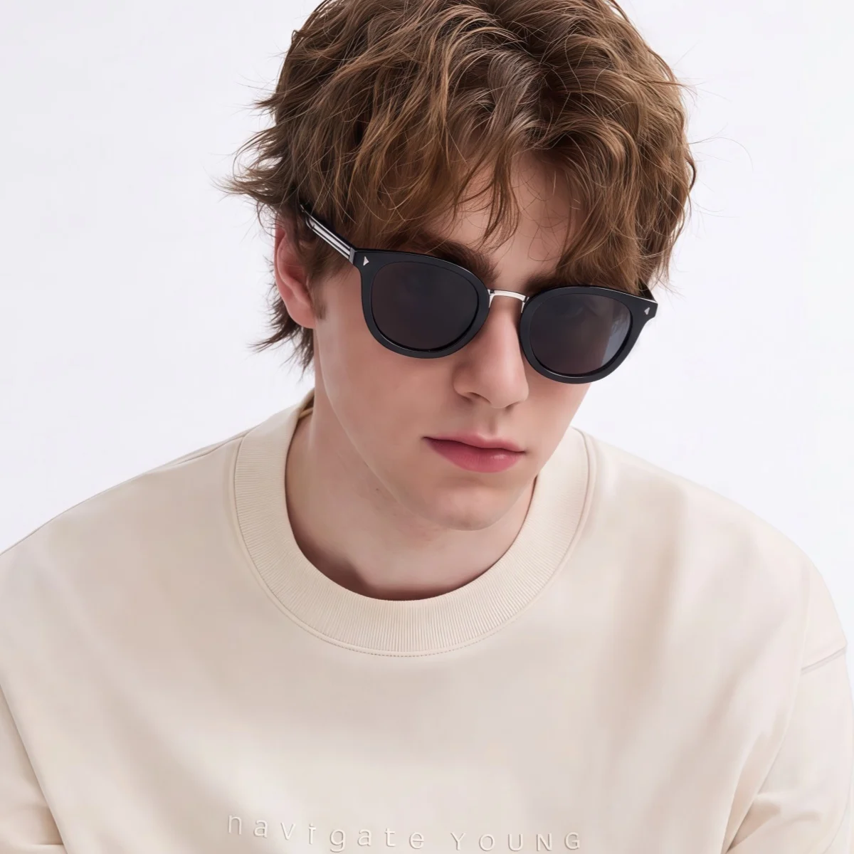 1pc European and American retro round frame fashionable men's and women's sunglasses, trendy and versatile, summer accessories,