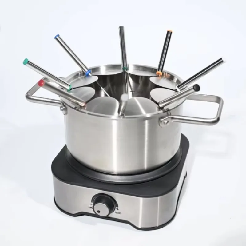 

1500W Electric Fondue Set Detachable Stainless Steel Removable Non-Stick Coating Fondue Pot Adjustable Thermostat Indoor Painted
