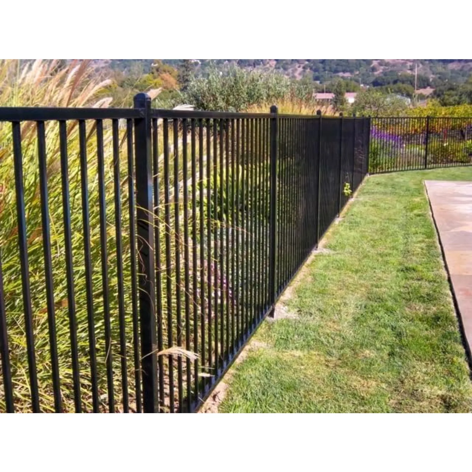 XCEL Fence® Black Steel Anti-Rust Fence Panel - Flat Top/Flat Bottom ，4FT H x 6.5FT W，Easy Installation，1 Post Included*