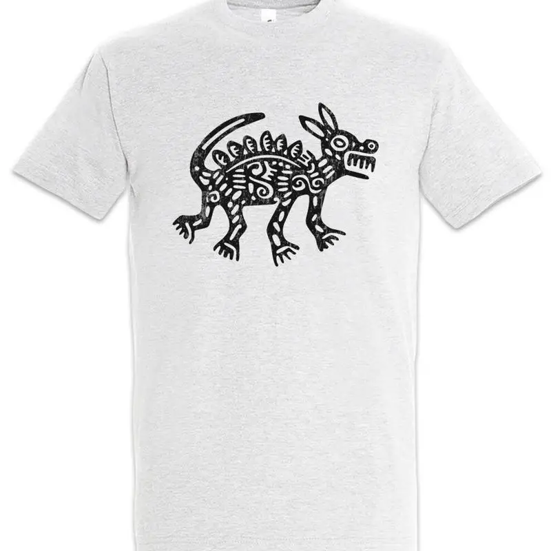T-shirt chien aztèque, tatouage de l'empire aztèque, symbole de la tribu indienne américaine, signe pour chiens