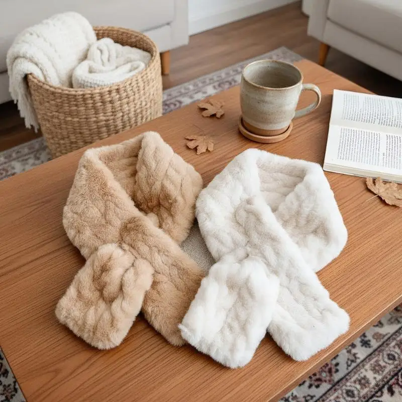 Neue Nachahmung Rex Kaninchen Fell Kreuz Schal Winddicht Coldproof Hals Kragen Dick Warm Halten Gestrickte Halstuch Frauen