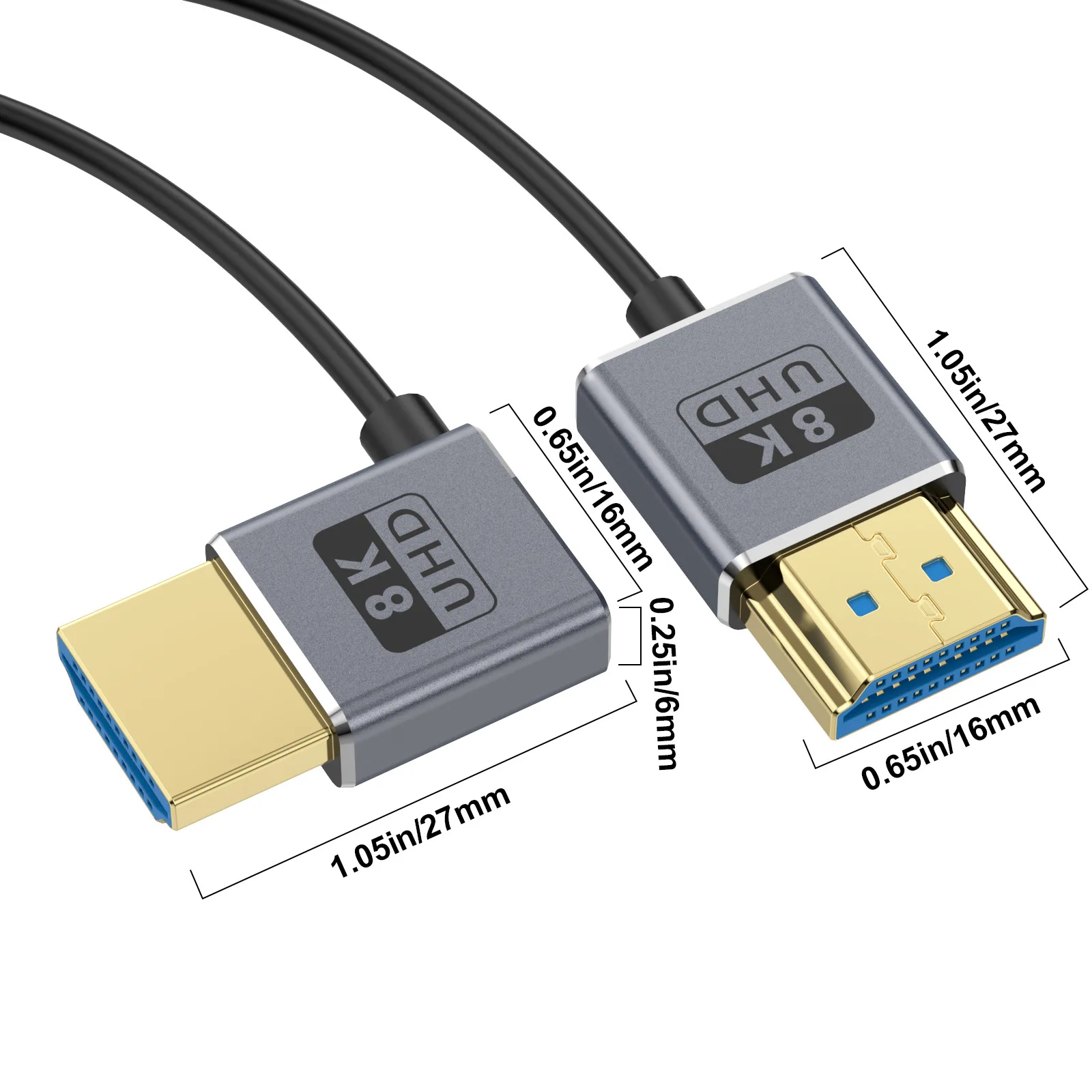 Kabel koncentryczny HDMI 8K HDMI 2.1, bardzo szybki 48 Gb/s, ultracienki przewód HDMI Φ2,5 mm, 8K@60Hz, 4K@240Hz, dynamiczny HDR, eARC