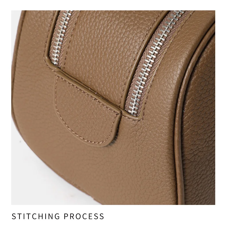 Damen-Kulturtasche aus genarbtem Leder, große Reise-Kosmetiktasche mit Griff, ideal für Reisen und den täglichen Gebrauch – Detail 17