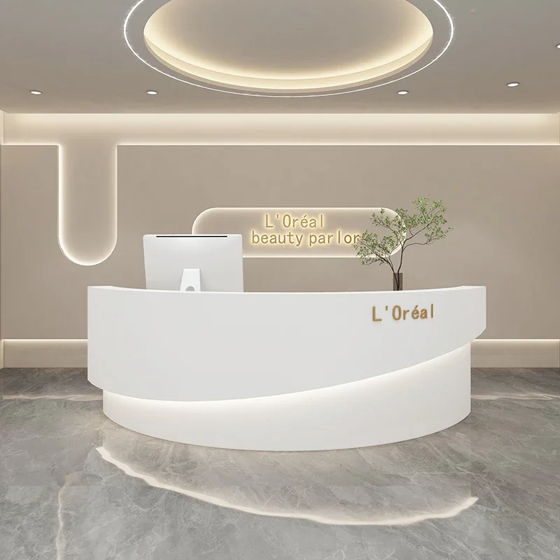 Front Desk Reception Counter Clothes Long Table Modern Luxury Furniture Office Aesthetic Salon Center Decor Empfangstheke Cash