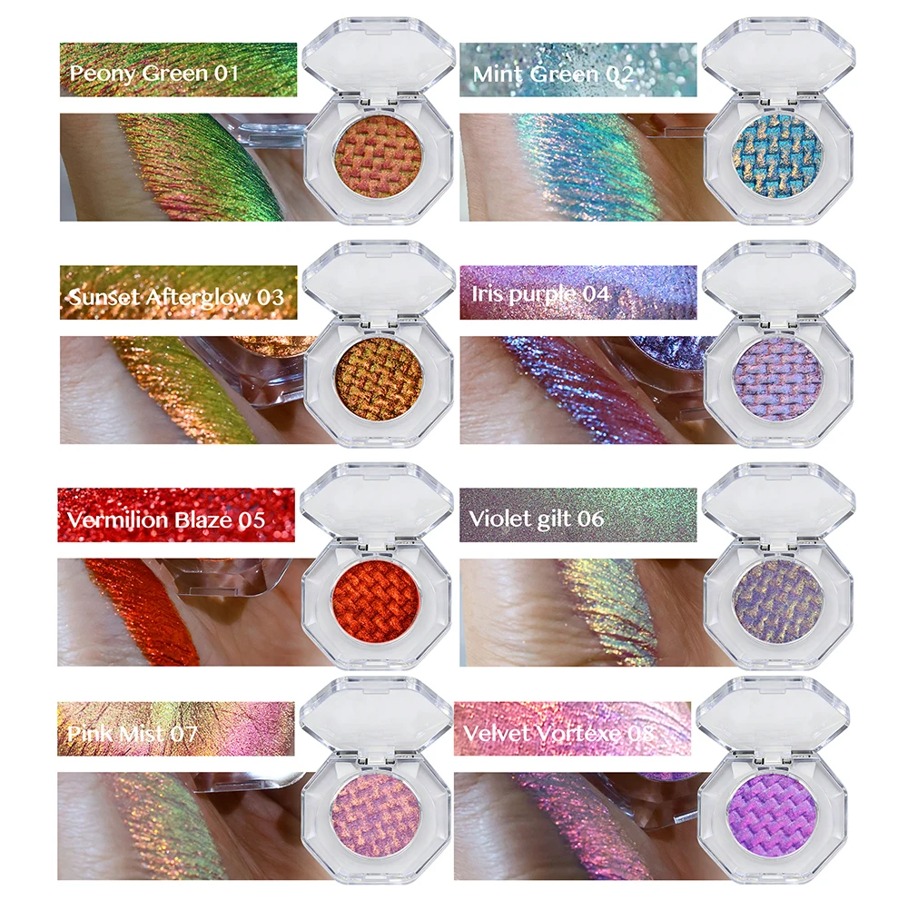 Aurora Chameleon Wet Eyeshadow Palette Duochrome Multichrome Metallic High Pigment Four Colors Individual Chameleon Eyeshadow