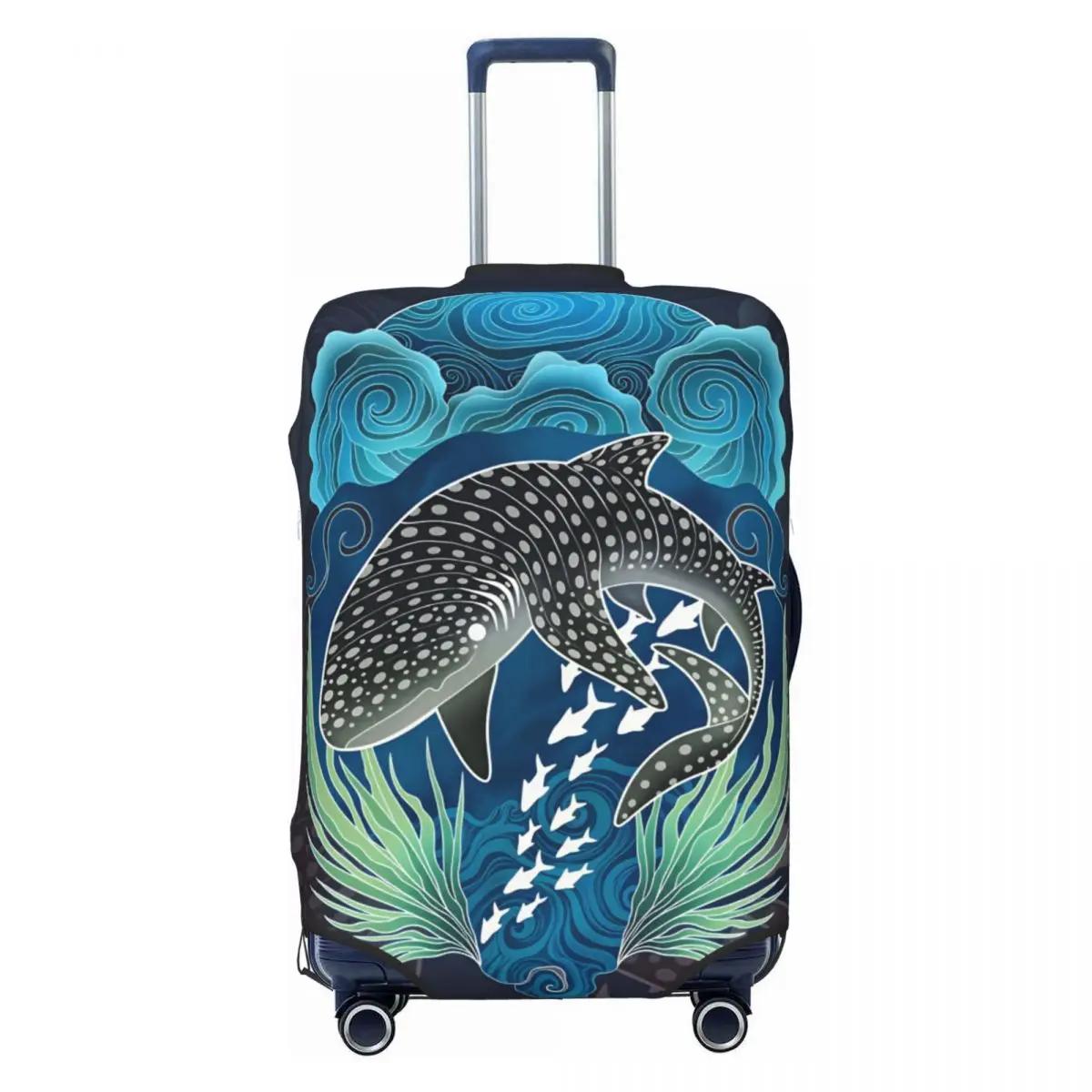 Japanese Wave Style Spotted Whale Shark Seaweed Fish Suitcase Cover Holiday Useful Luggage Accesories Cruise Trip Protector
