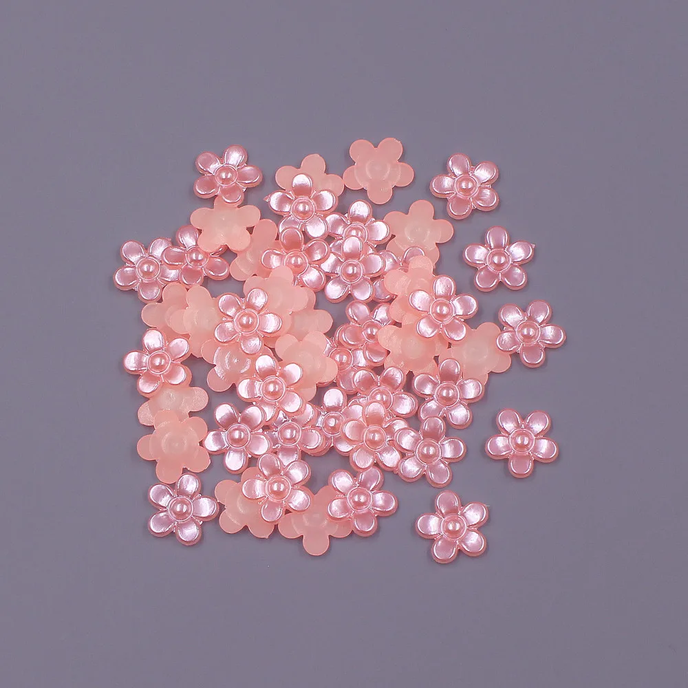 Mix Color 100pcs 12MM ABS Resin Half Round flower Pearls Flatback Beads For Art Scrapbooking Jewelry garment Making