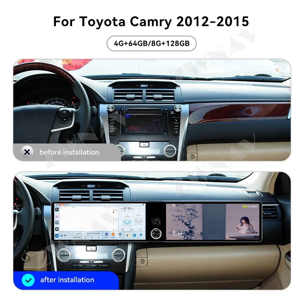 For Toyota Camry 2012-2015 Android 13 12.3