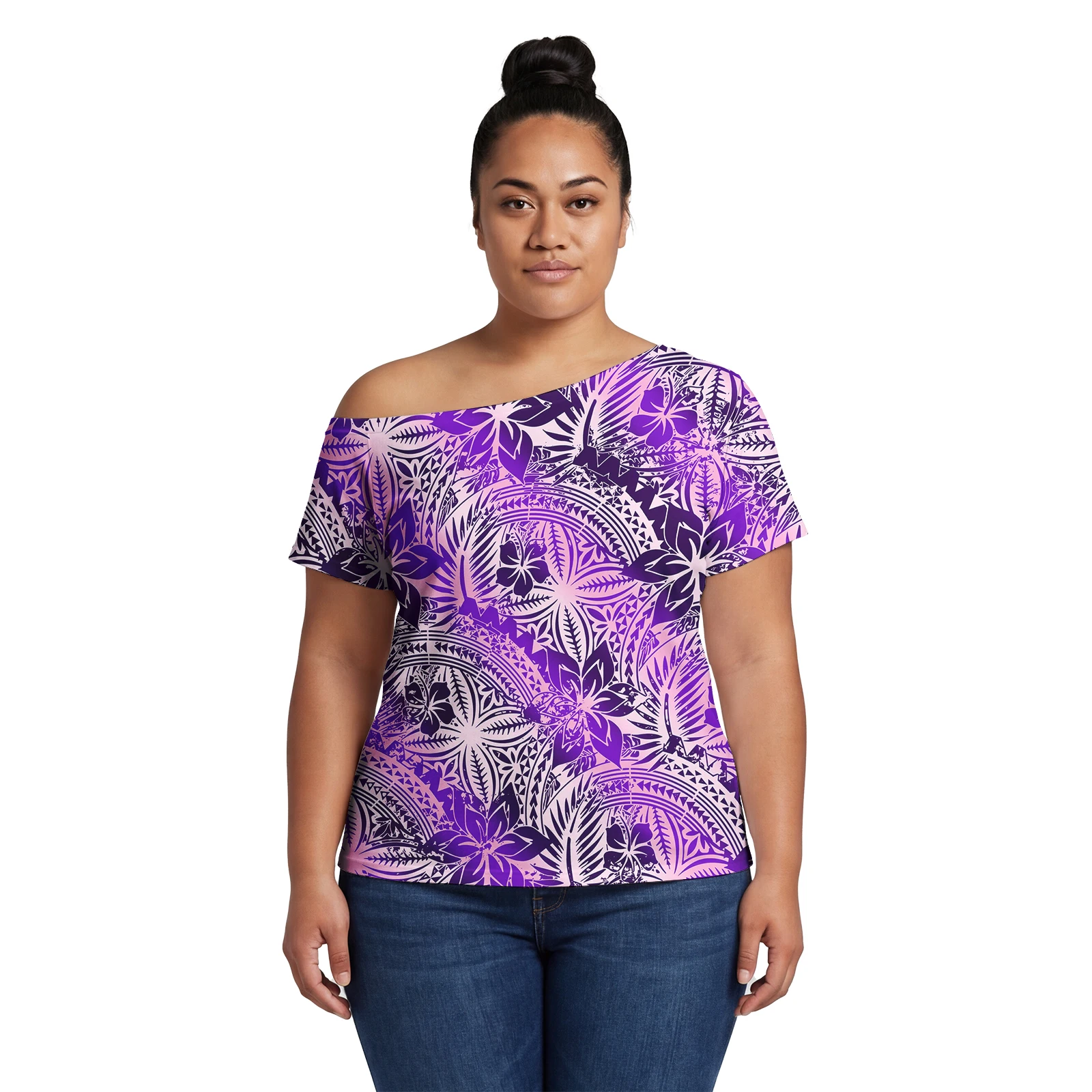 Hot Sale Holiday Outfits Custom Polynesian Tribal Ladies Top Hawaiian Floral Print Casual Clothes Plus Size Women's Tops Samoan