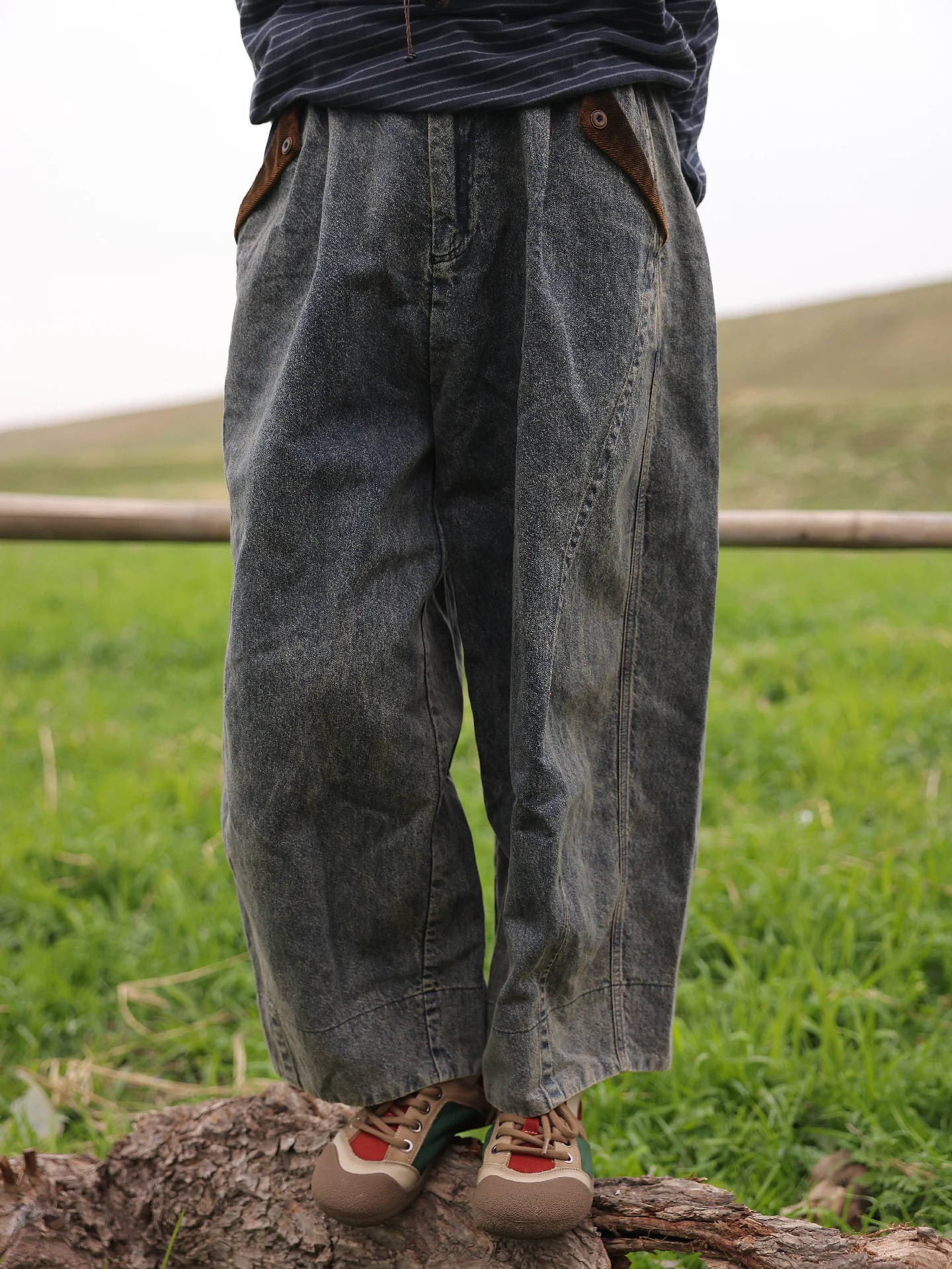 

Джинсы женские прямые из хлопка и льна с карманами, в стиле ретро, с пэчворком, цвет синий, коллекция Весна-Лето, новинка