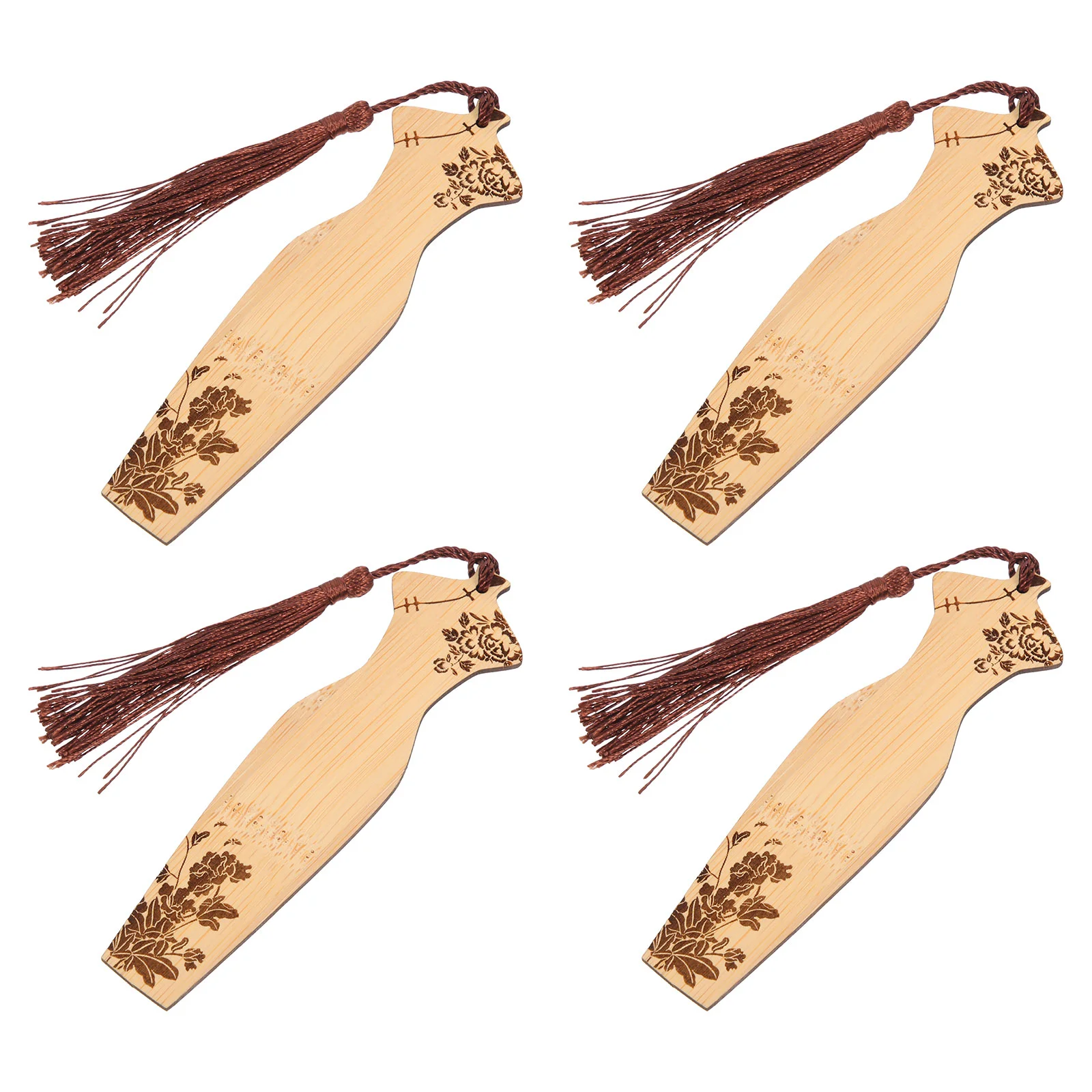 4 Pcs Cheongsam Shape Bookmark Carving Labels Decor Classical Wooden Bookmarks Paper Markers Gift Tags Girls School Supplies