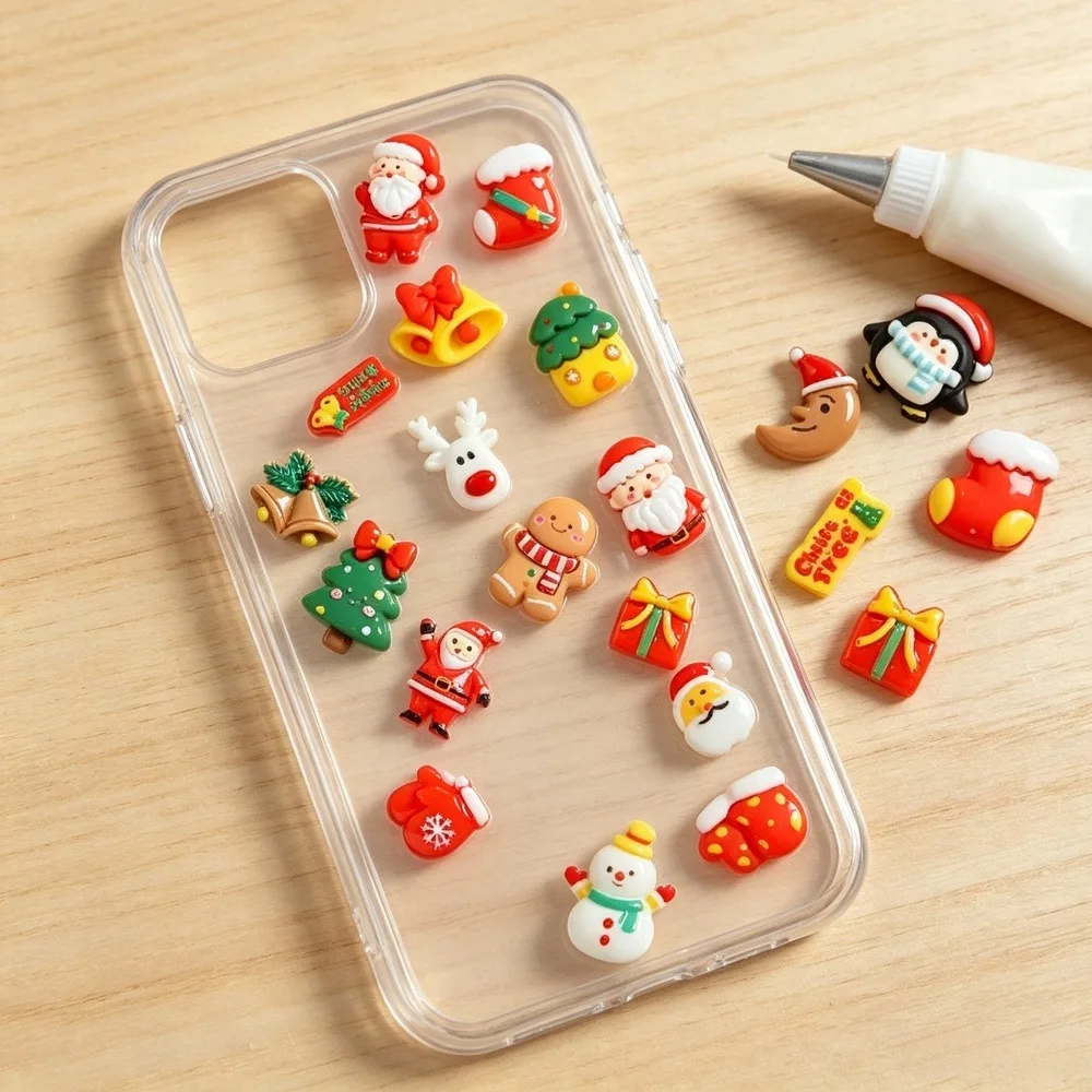 Christmas Cartoon Resin Charms, Mini Flatback Resin Ornaments for DIY Cream Glue Phone Case, Water Bottle Magnets Crafts, 10 Pcs Random Style