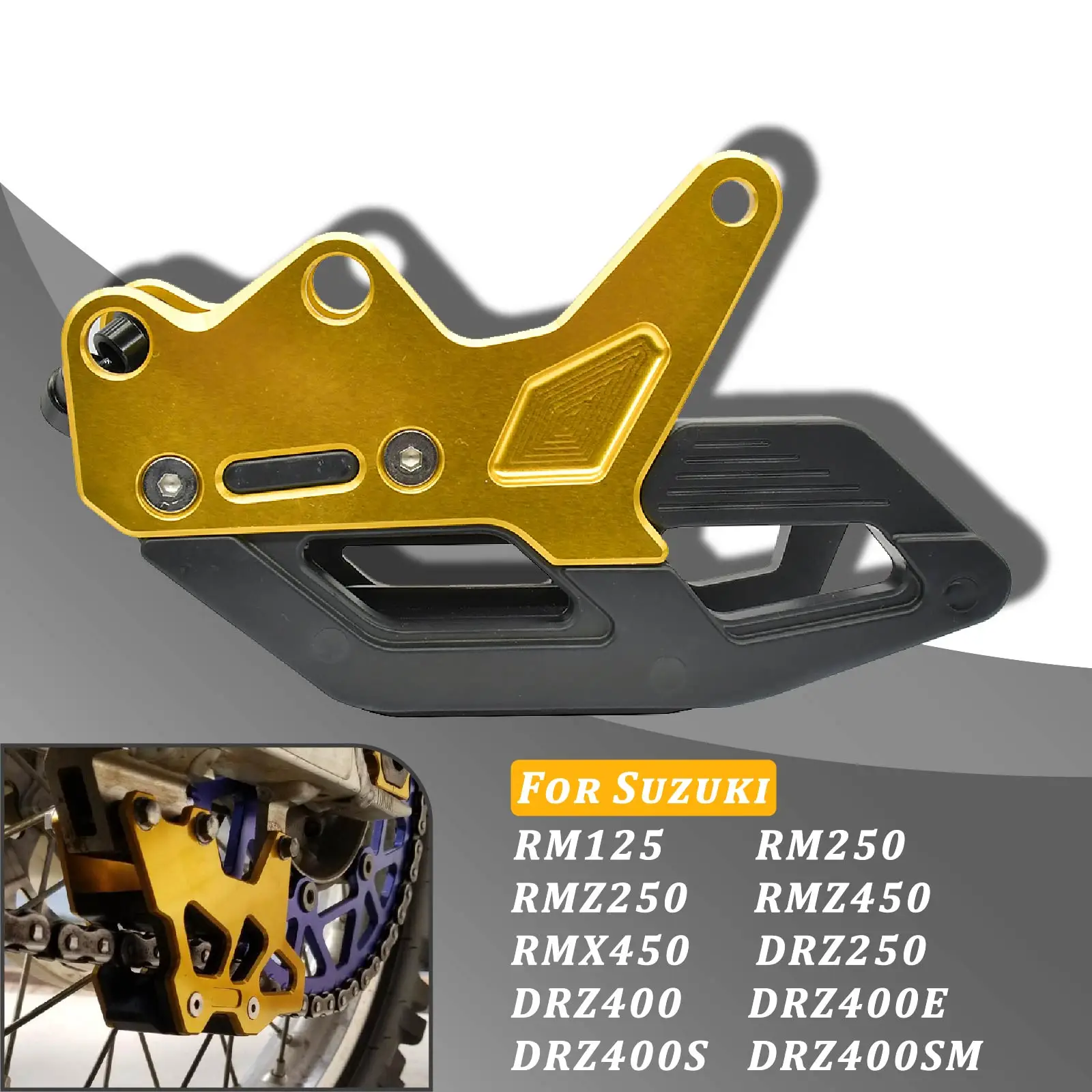 

Motorcycle Chain Guide Guard For SUZUKI RM125 RM250 RMZ RM-Z 250 450 DRZ DR-Z 250 400E 400S 400SM RMX 450Z Pit Bike Dirt Bike