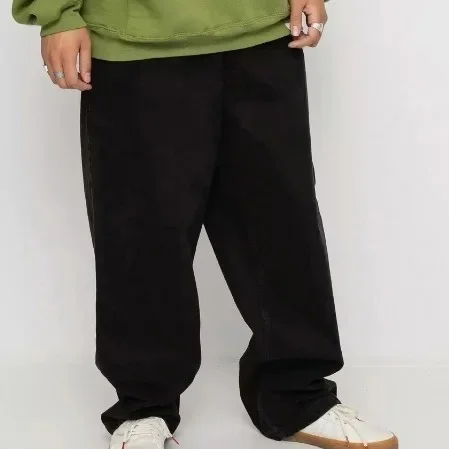 Jeans Anak Laki-laki Besar Polar Celana Denim Skateboard Hitam Celana Jeans Longgar Pria Longgar Pakaian Jalanan Kasual Y2k Pakaian Pria Harajuku