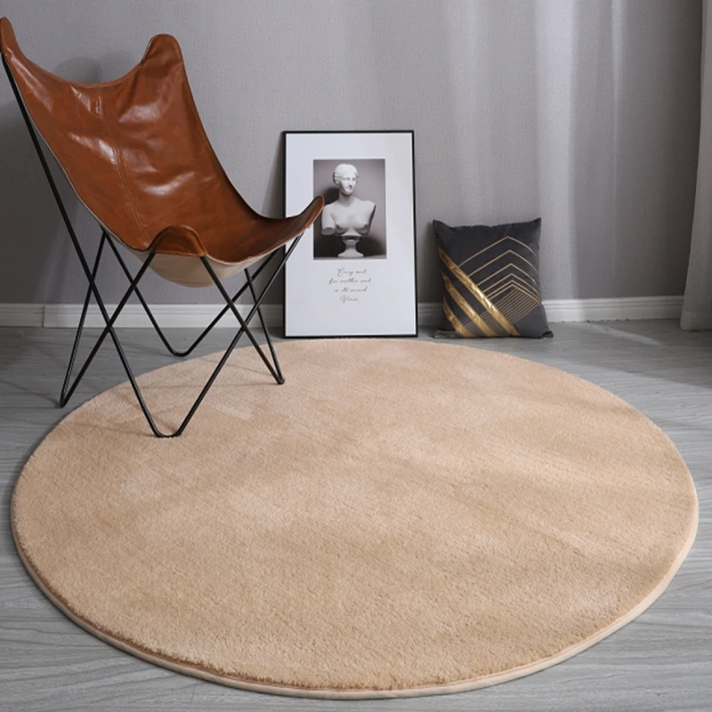 Solid Color Round Soft Plush Rug Large Area Living Room Rugs Home Bedroom Decor Bedside Carpet Cloakroom Lounge Balcony Carpets