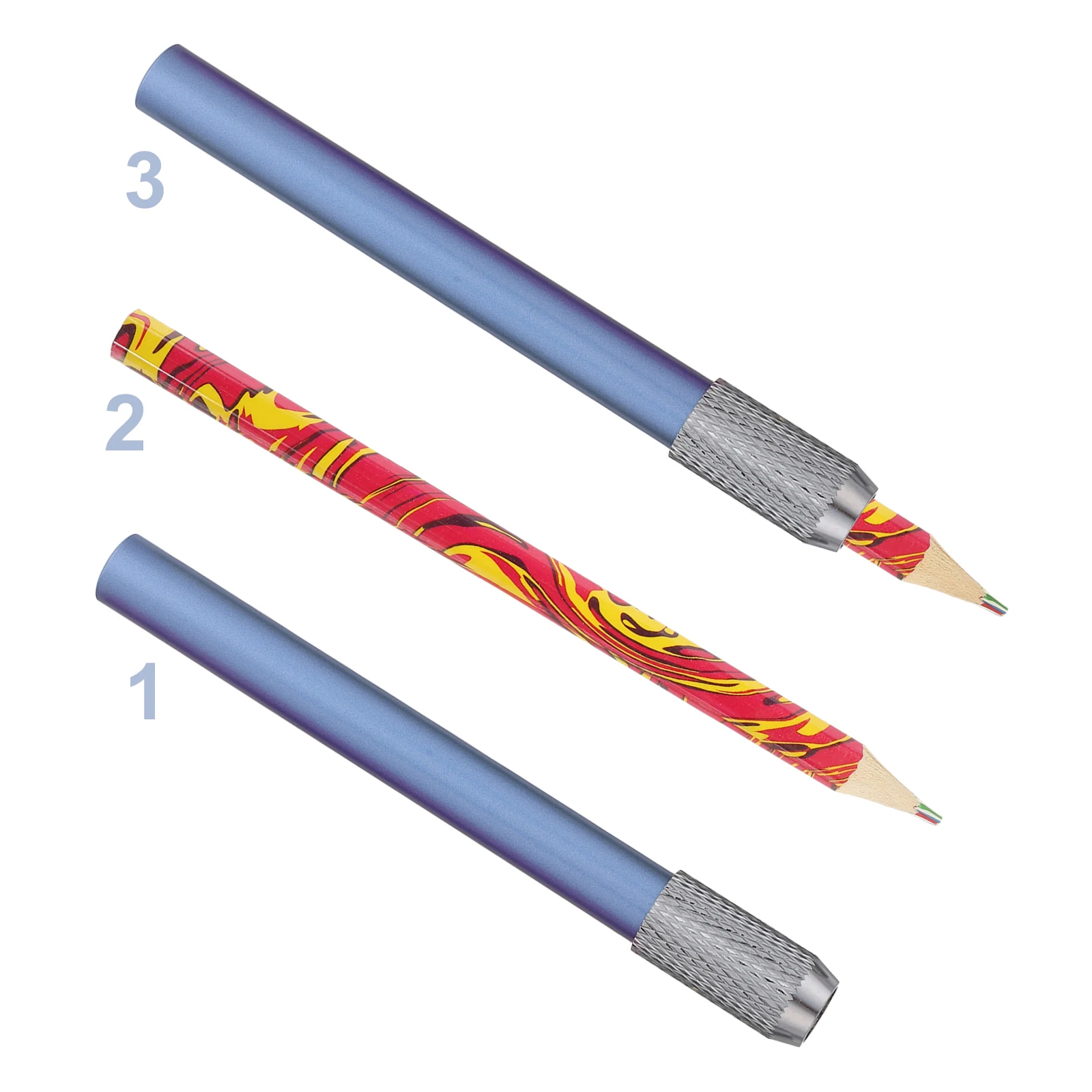 5 قطع من موسع أقلام الرصاص المعدنية للفنانين، حامل قضيب القلم خفيف الوزن وقابل للتعديل لأقلام الرصاص الملونة القصيرة وأداة الكتابة #2