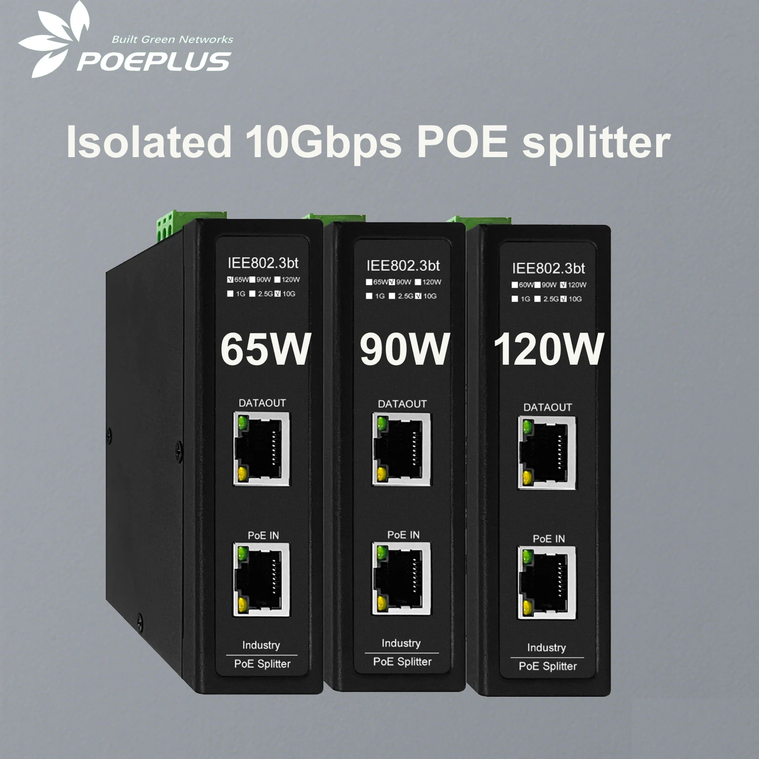 Industrial Grade 10Gbe POE Splitter Isolated 65W/90W/120W High-Speed Network Device Splitter for Enhanced Network Performance