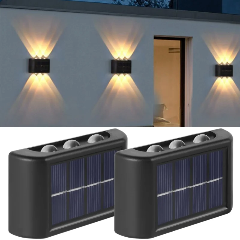 

4/6/8/LED Solar Wall Lamp Outdoor Waterproof Solar Powered Light UP and Down Illuminate Home Garden Porch Yard Decoration
