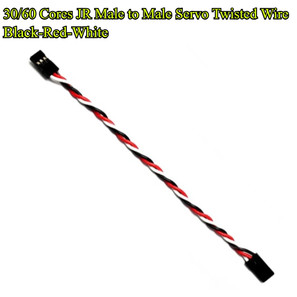 5/10/15/20/25/30/40/50/60/100cm macho para macho servo cabo de extensão fio torcido 30/60 núcleos para jr servo helicóptero carro parte brinquedo