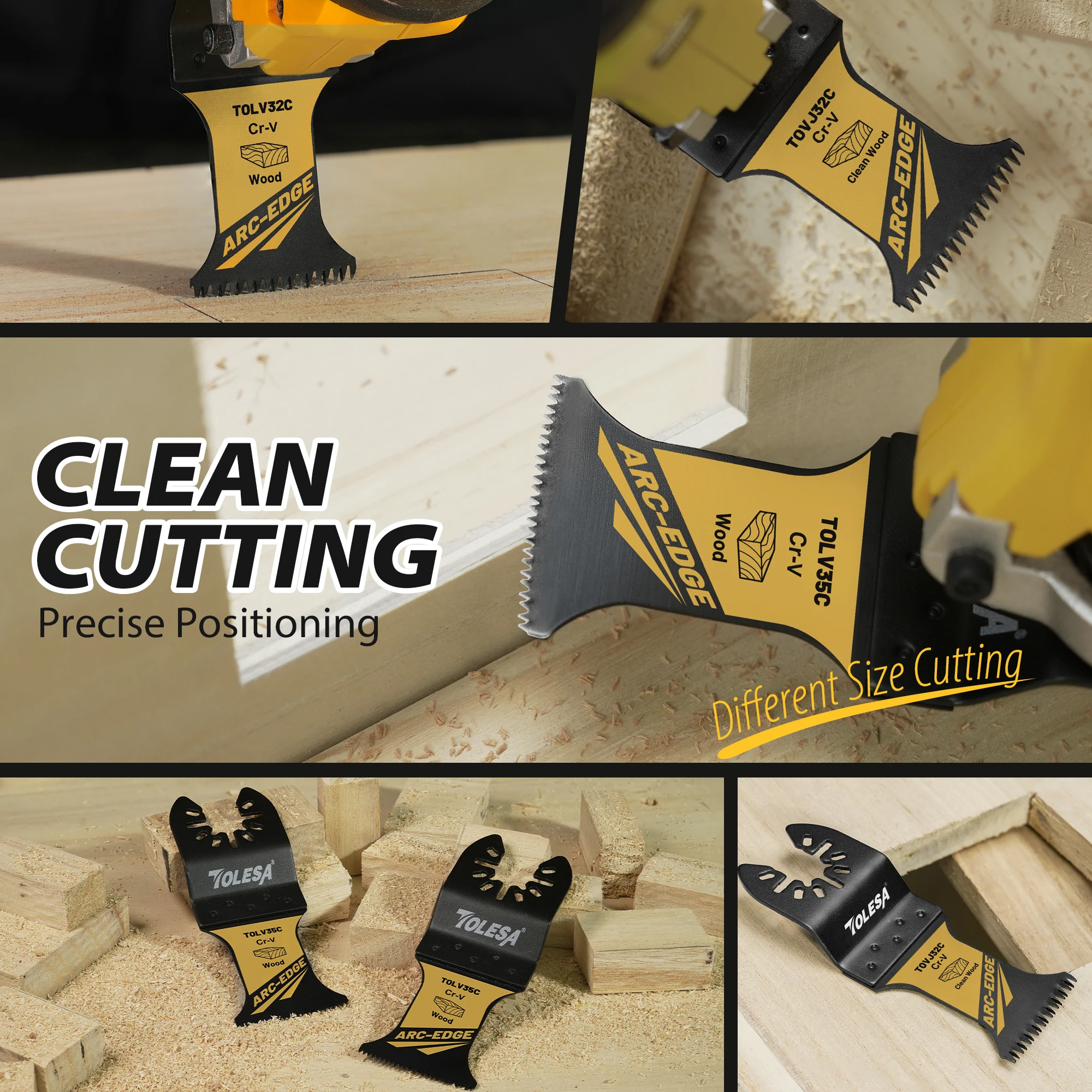 TOLESA 36pcs Multi-Purpose Titanium Oscillating Saw Blades Kit Japanese Teeth Oscillating Tool Blades for Wood Metal Plastic Cut