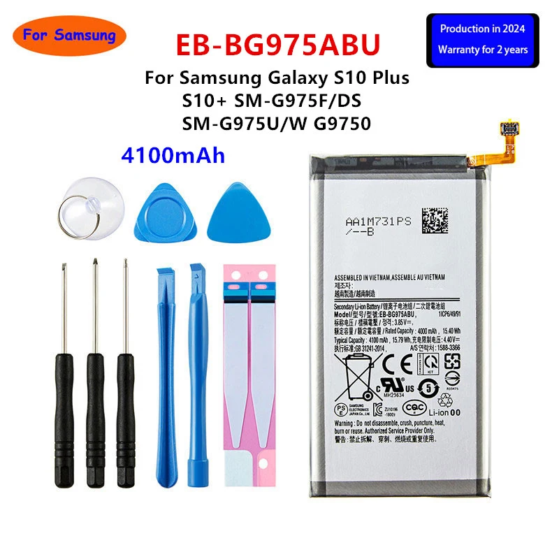 

Brand New EB-BG975ABU 4100mAh Battery For Samsung Galaxy S10 Plus S10+ SM-G975F/DS SM-G975U/W G9750 Mobile Phone +Tools