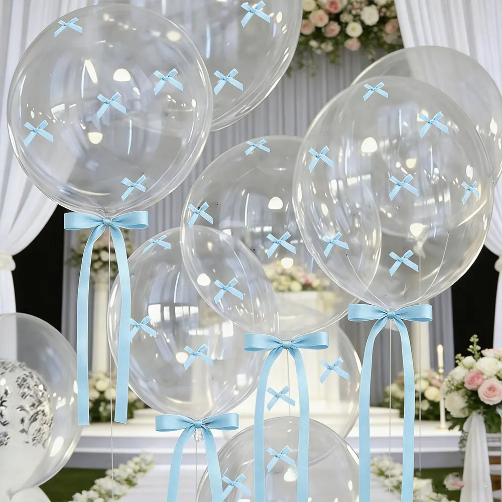 52-teiliges Transparentes Bobball Blaues Schleifenband Latex-Ballon-Set Braut Hochzeitsdekoration Mädchen Geburtstag Babyparty Partyzubehör Ballon