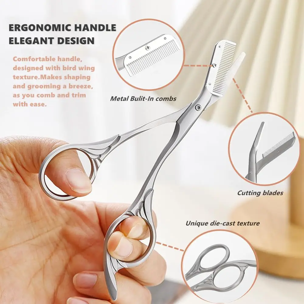 Eyebrow Comb Trimmer Eyebrow Scissors w/Comb, Eyebrow trimmer for men/women,Eyebrow razors Trimmer Scraper Trimming knife