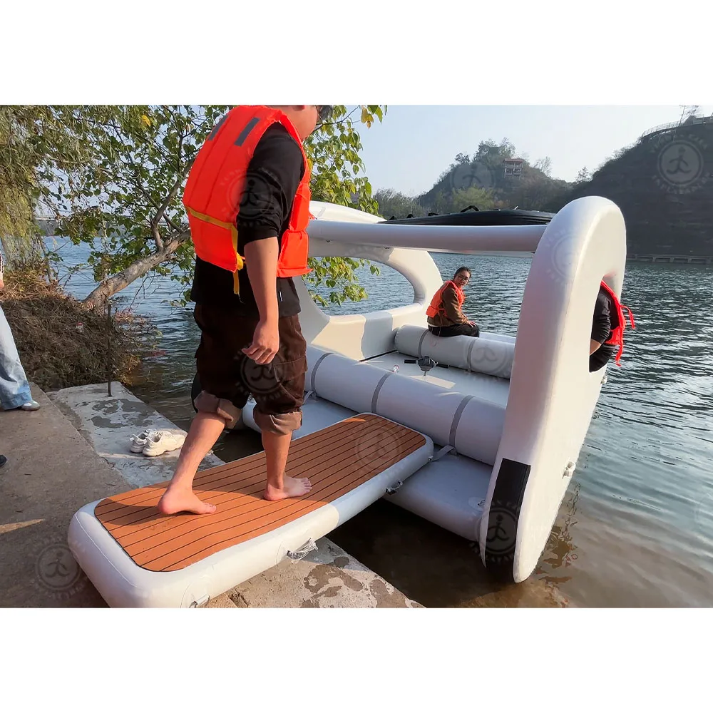 Stock 2m Inflatable Gangway Platform Air Mat Inflatable Floating Dock Platform Marine Gangway Ladders For Boat Floating Walkway