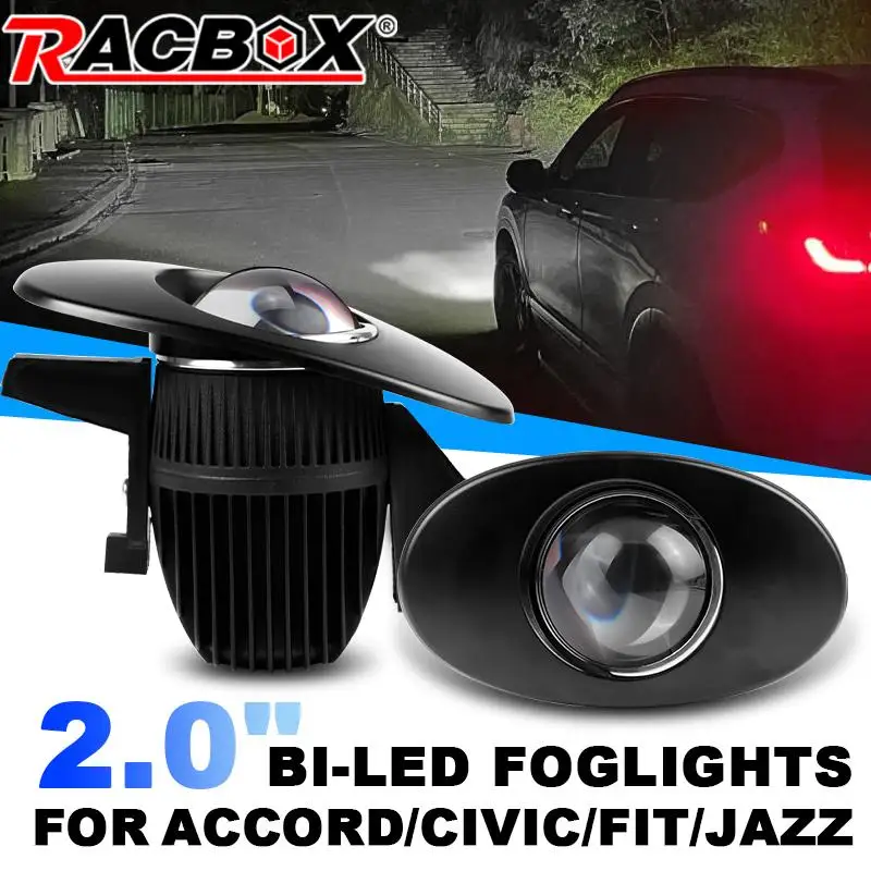 2 inch Bi-LED Fog Light Projector Lens Fog Lenses For Honda Civic 2009-2015 Accord 4D European Type Crosstour Fit/Jazz RS