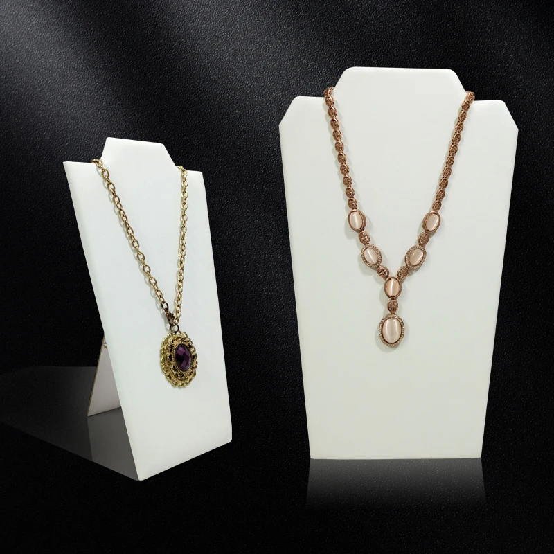 White PU Leather Jewelry Display Stand Necklace Pendant Bracelet Chain Display Rack Trinkets Ornaments Storage Props 3 Sizes