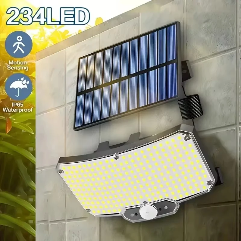 

234LED Solar Outdoor Lights 3 Modes Motion Sensor Flood Lights with Remote Security Wall Flood Lamp for Garage Outside Patio