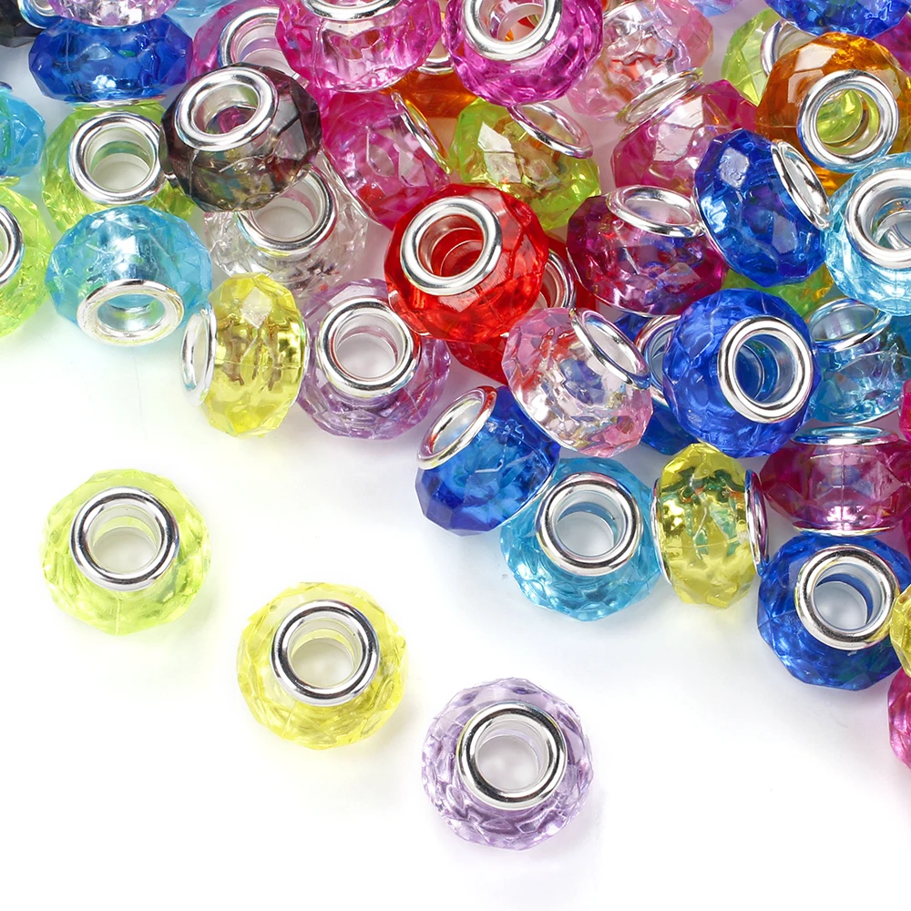 20 Stück 15mm große, facettierte Acrylperlen, bunte lose Abstandsperlen mit Metallkern für DIY-Armbänder, Schmuckherstellung und Bastelarbeiten – Detail 5