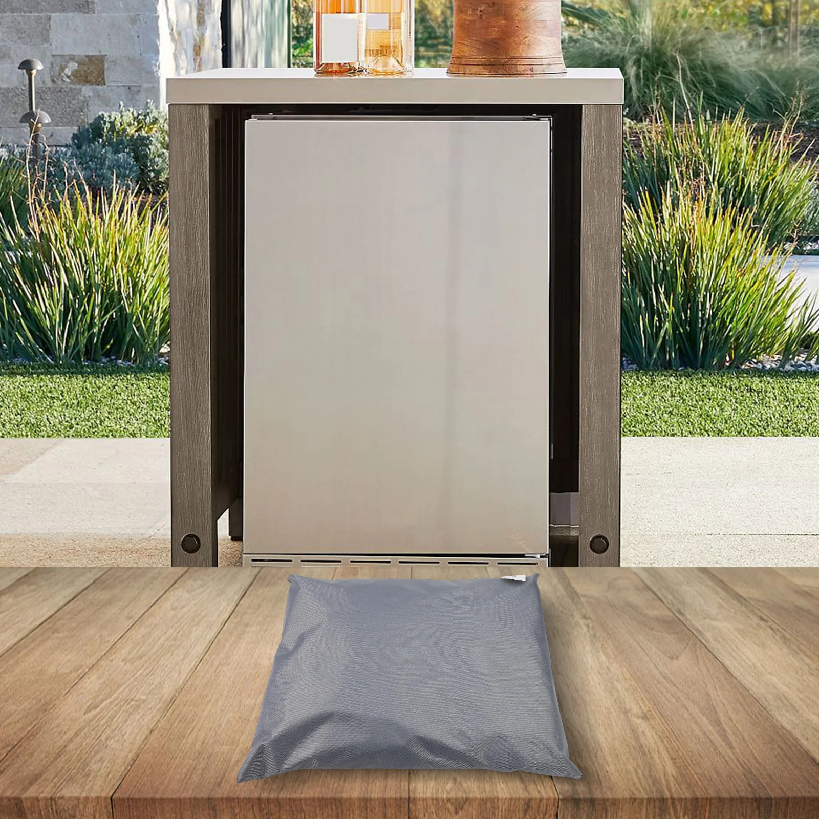 Upright Mini Fridge Cover Outdoor Refrigerator Cover Convenient Storage Options Enhanced Airflow Design Large Mesh Vent Bbq Tool
