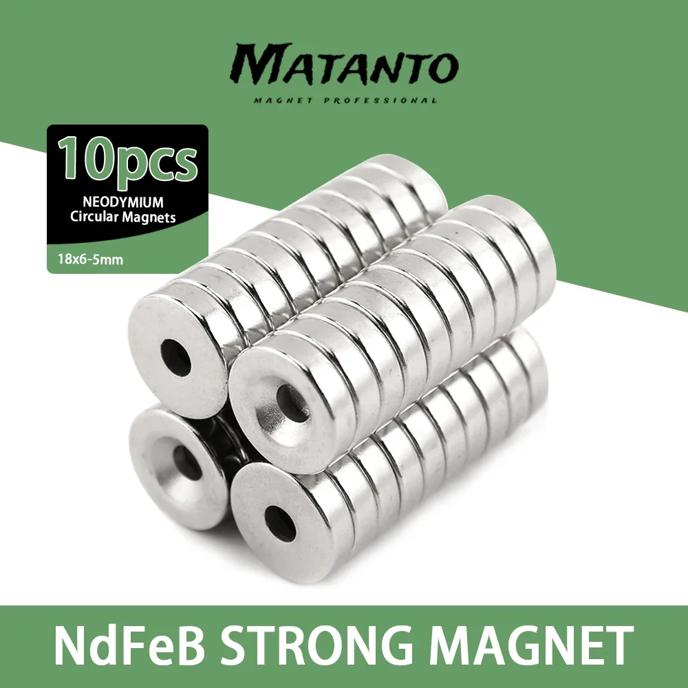 

10/20/30PCS 18x6-5mm N35 Permanent NdFeB Strong Magnets 18*6mm Hole 5mm Round Countersunk Neodymium Magnetic Magnet 18*6-5mm