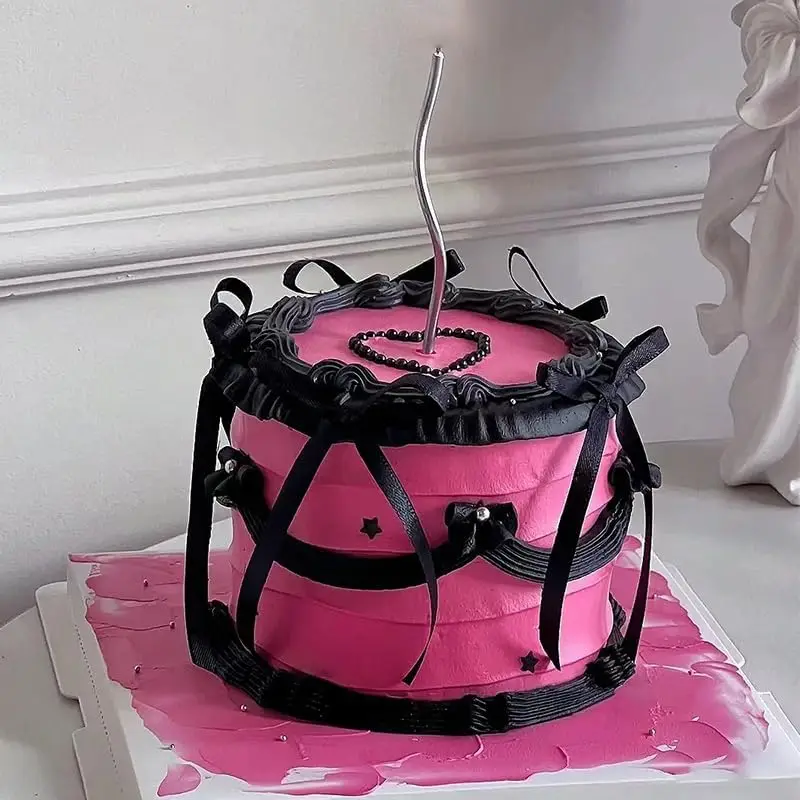 Kuchen-Topper mit Schleife, schwarze Bänder, Schleife, Kuchendekorationen für Geburtstag, Babyparty, Hochzeitstag, Neujahr, Partyzubehör – Detail 4