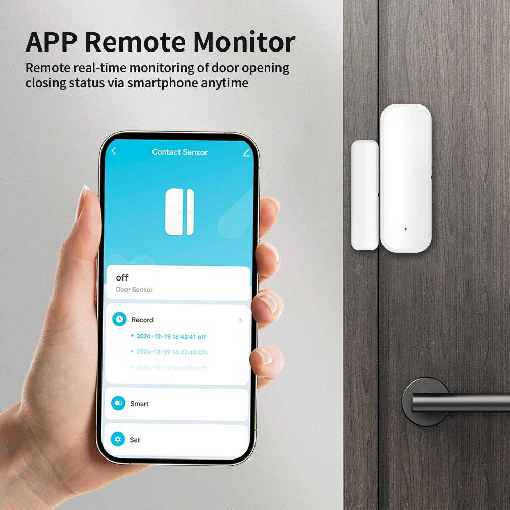 TNCE Tuya WiFi/Zigbee3.0 Smart Door Window Sensor Smart Home Security Alarm System Smart Life Tuya App Remote Control