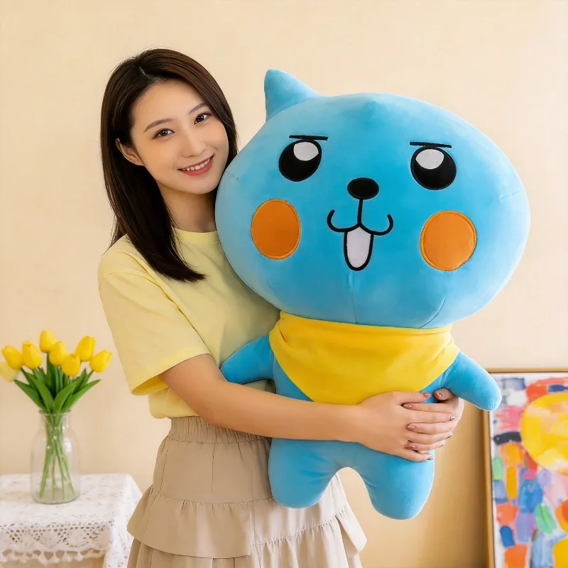 

Cute Blue Qoo Mascot Plush Toy with Yellow Scarf, Soft Stuffed Qoo Plushie, Nostalgic Drink Character Doll for Fans & Kids Gift